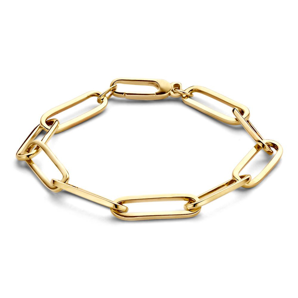 gouden-schakelarmband-met-ovale-paperclip-schakels