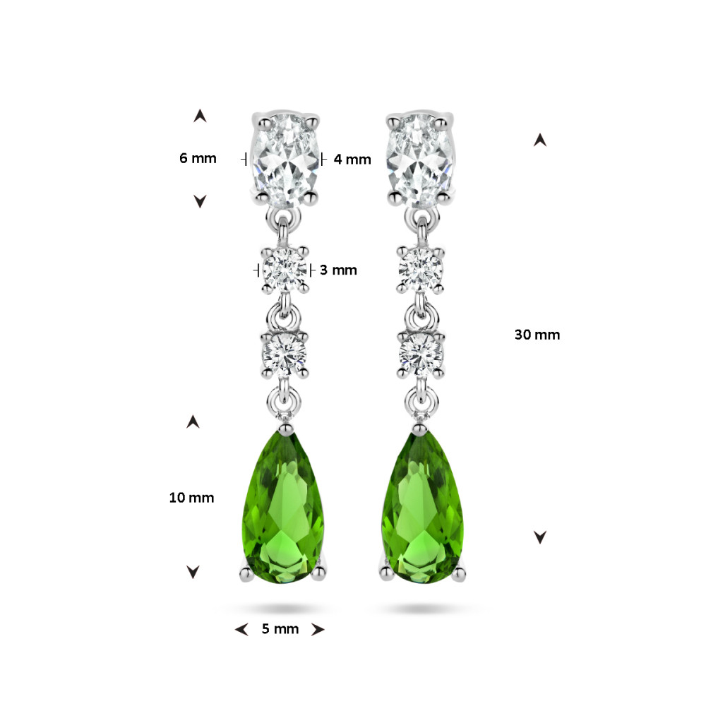 groene-en-transparante-zirkonia-oorhangers-zilver-gerhodineerd-vintage-stijl-30-mm