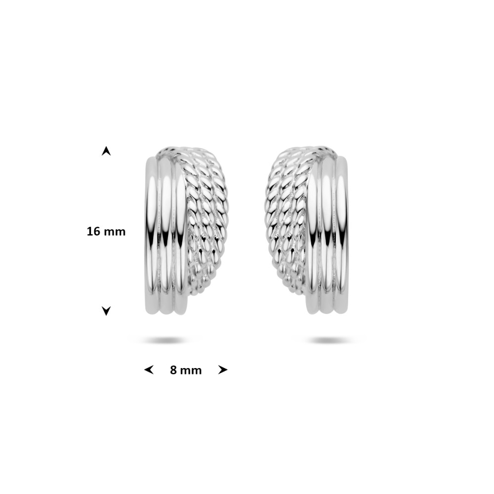 halfronde-zilveren-stekeroorringen-glanzend-geweven-banden-8-mm-breed-x-16-mm-hoog