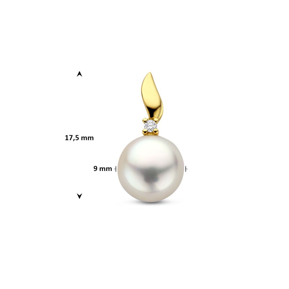 hanger-14-karaat-goud-diamant-0-02-crt-en-witte-parel-9-mm-breed-x-17-5-mm-hoog