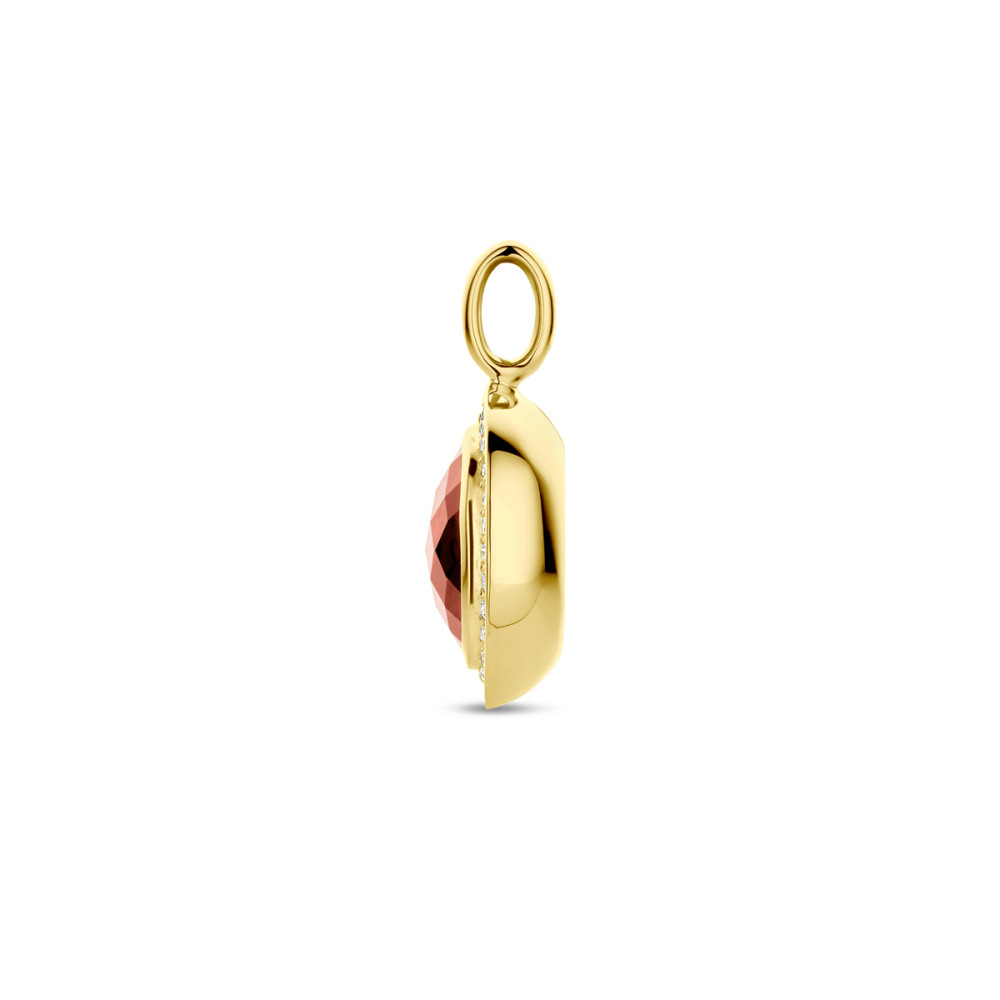 hanger-14-karaat-gouden-ovaal-met-granaat-en-0-18-crt-diamanten-13-mm-breed-x-21-mm-hoog