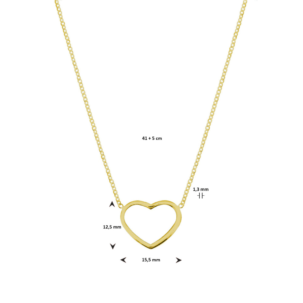 hart-collier-goudkleurig-glanzend-12-5-mm-x-15-5-mm-lengte-41-46-cm