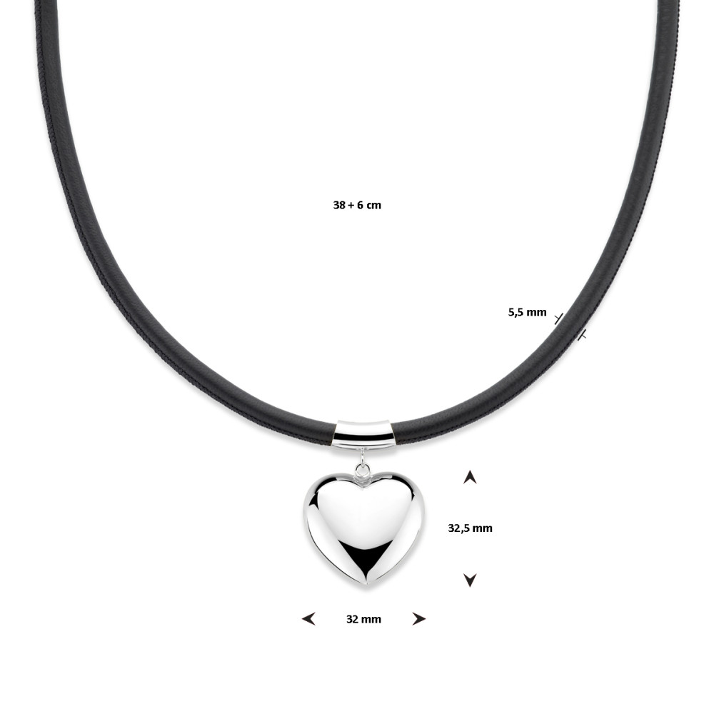 hartje-5-5-mm-collier-met-hanger-zilver-nylon-rubber-vegan-leer-lengte-verstelbaar-38-44-cm