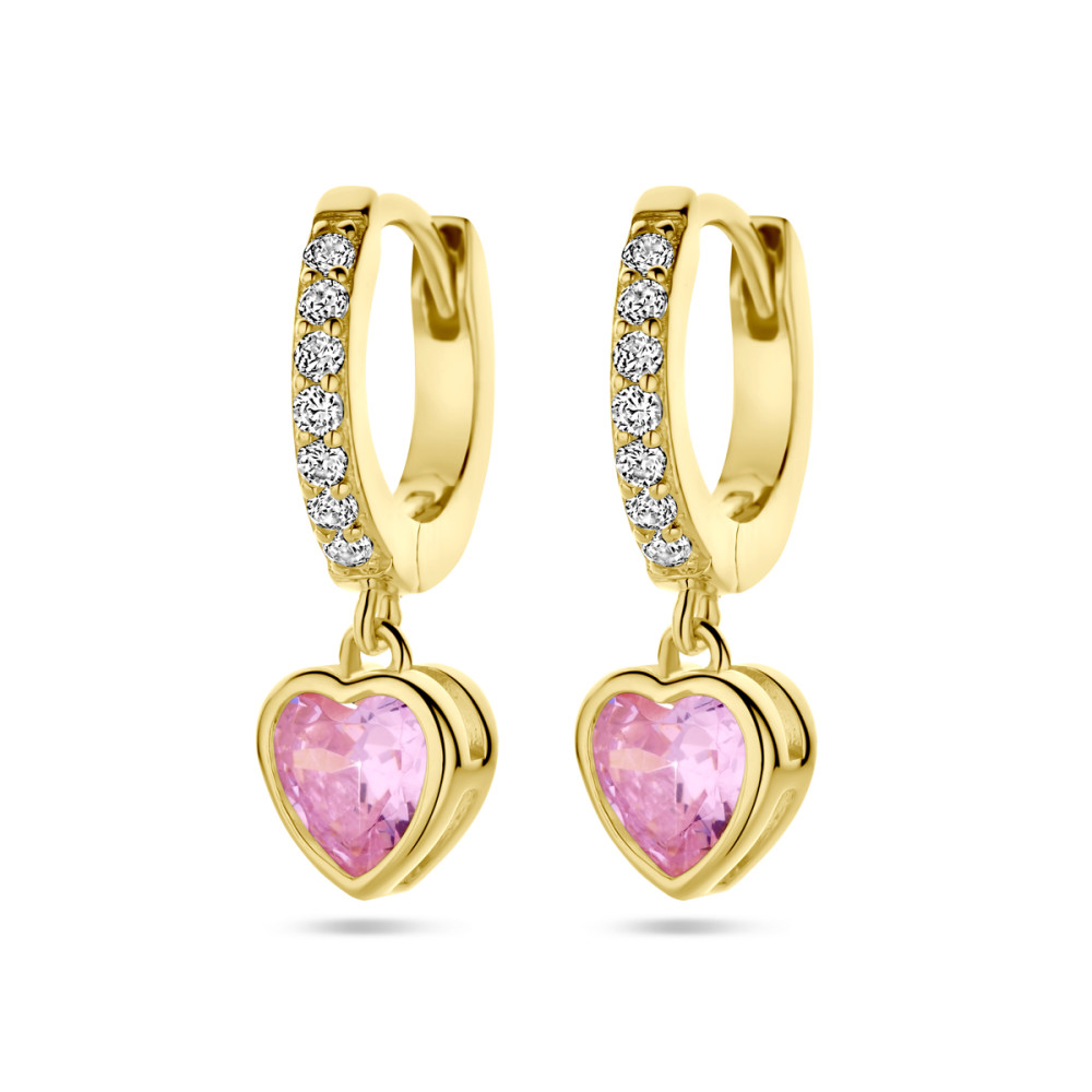 hartvormige-oorringen-met-roze-zirkonia-hangers-gold-plated-klapoorringen-19-5-mm