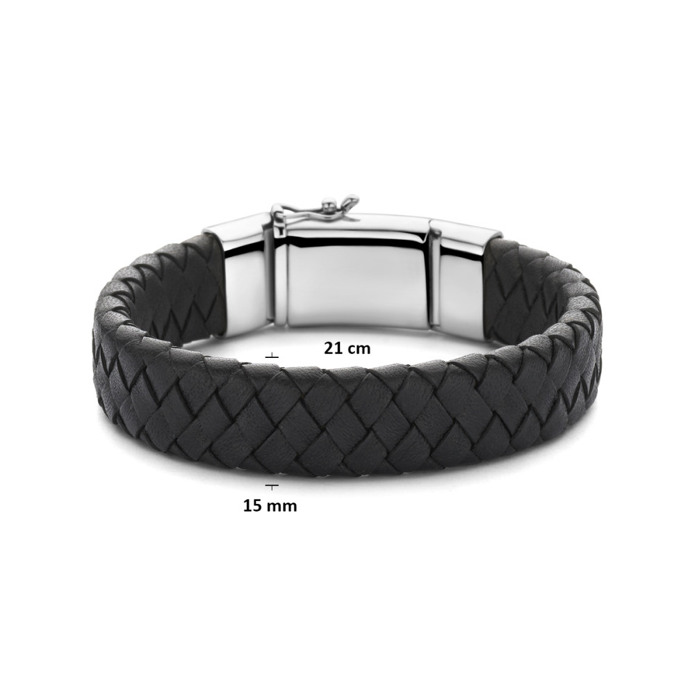heren-leren-armband-gevlochten-zwart-zilveren-baksluiting-15-mm-breedte-lengte-21-cm