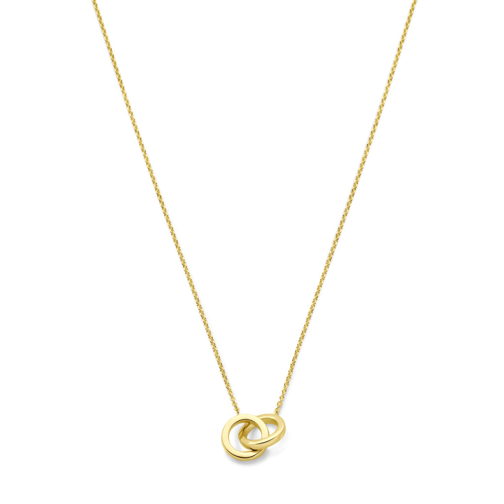 ketting-14-karaat-goud-dubbele-cirkel-hanger-anker-glanzend-lengte-40-42-44-cm