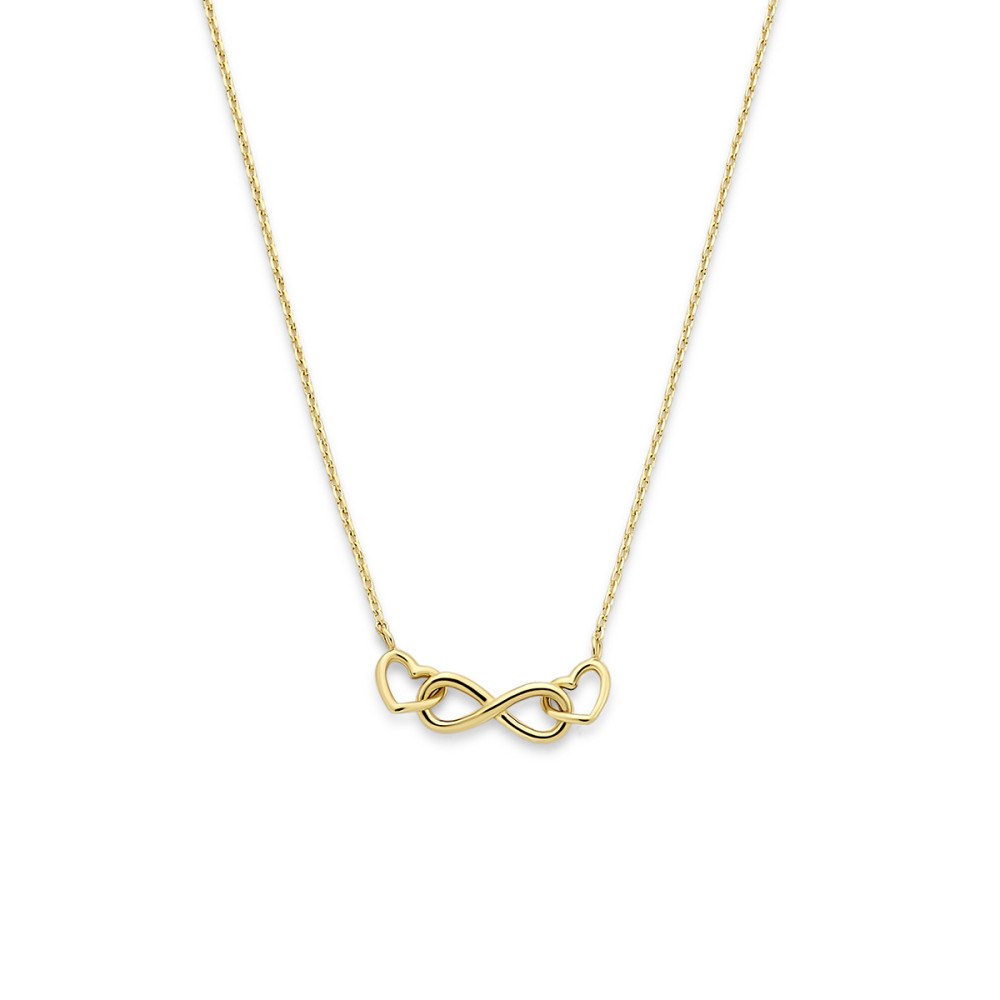 ketting-14-karaat-goud-met-infinity-hanger-en-2-hartjes-0-8-mm-breedte-lengte-40-42-44-cm