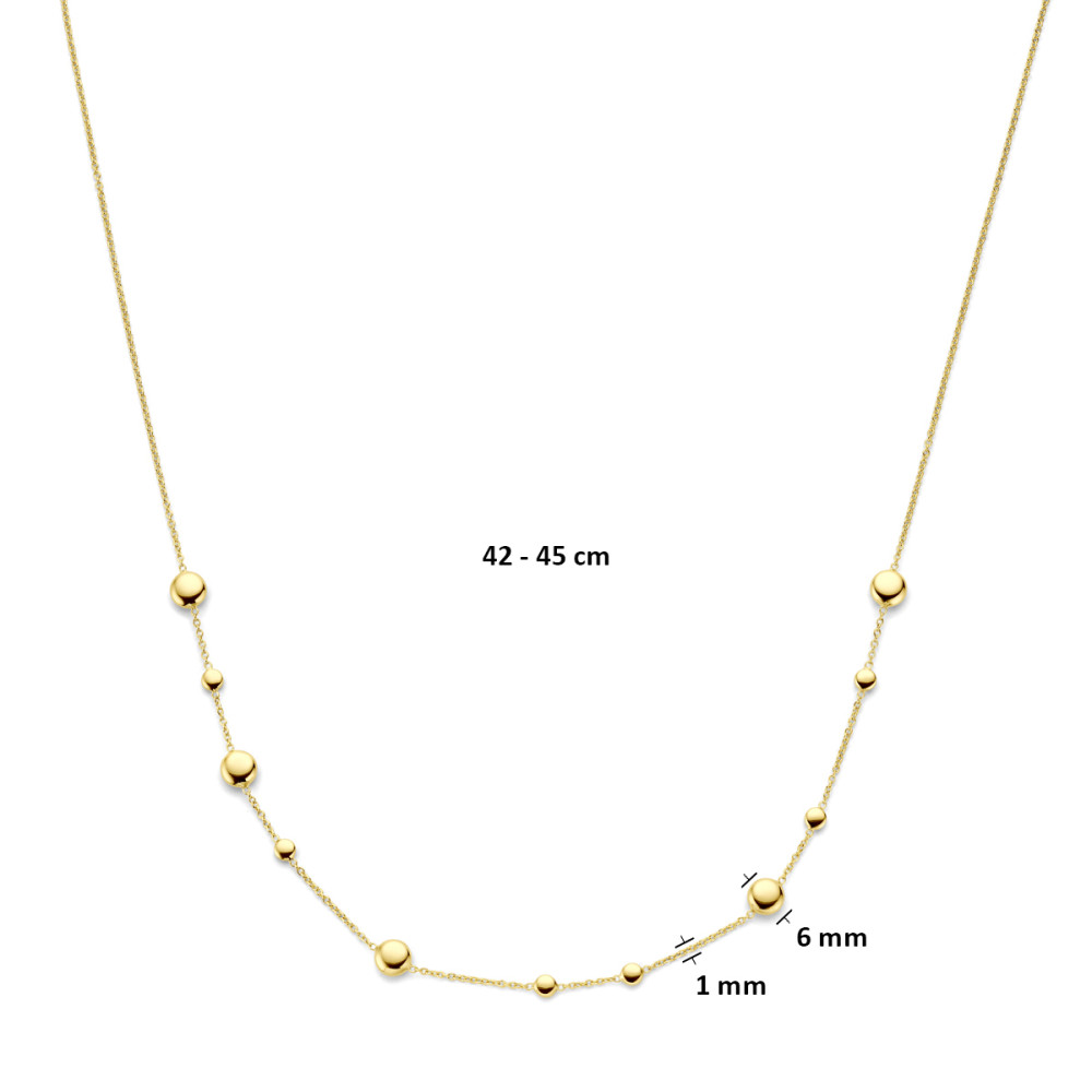 ketting-14-karaat-goud-rond-bolletjes-glanzend-lengte-42-45-cm