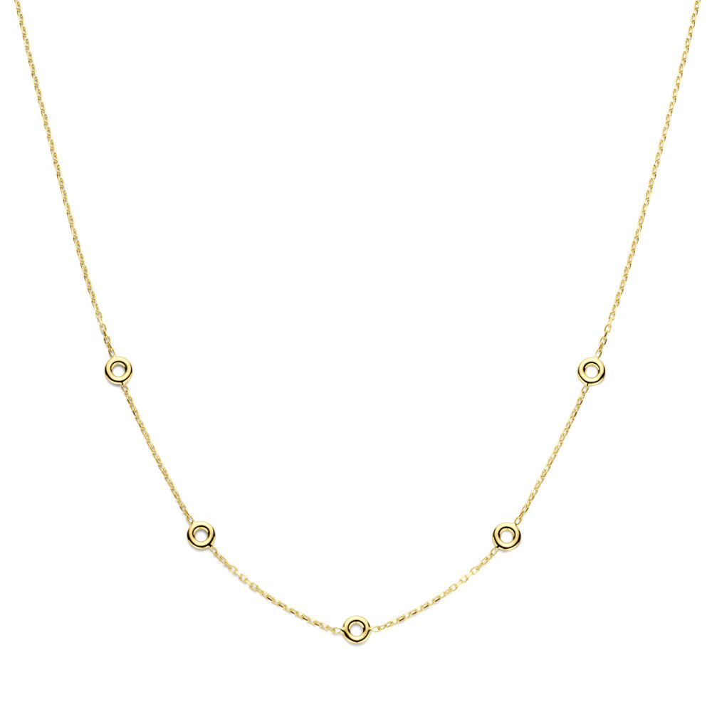 ketting-14-karaat-goud-ronde-hangers-glanzend-lengte-43-cm