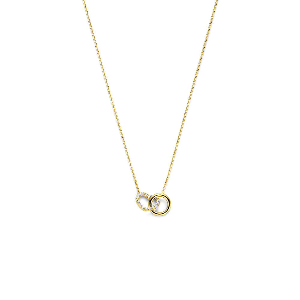 ketting-14-karaat-goud-zirkonia-hanger-glanzend-lengte-40-42-44-cm