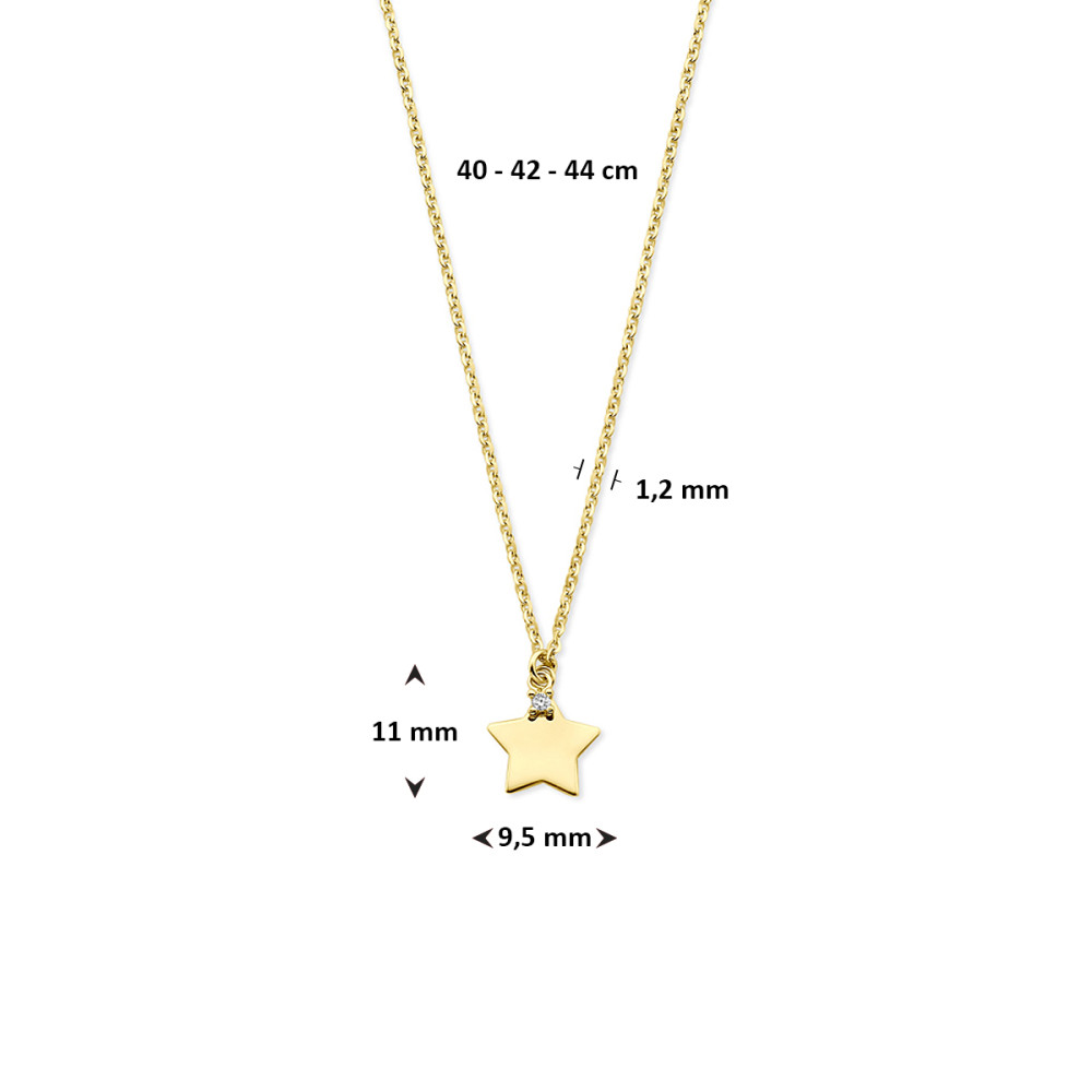 ketting-14-karaat-goud-zirkonia-ster-anker-glanzend-lengte-40-42-44-cm