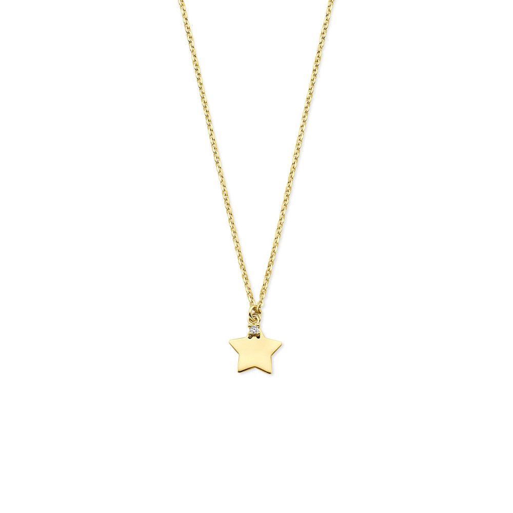 ketting-14-karaat-goud-zirkonia-ster-anker-glanzend-lengte-40-42-44-cm