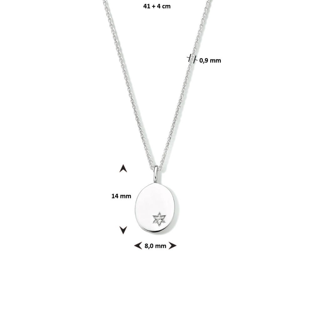ketting-925-zilveren-ovale-graveerhanger-en-ster-zirkonia-lengte-41-45-cm