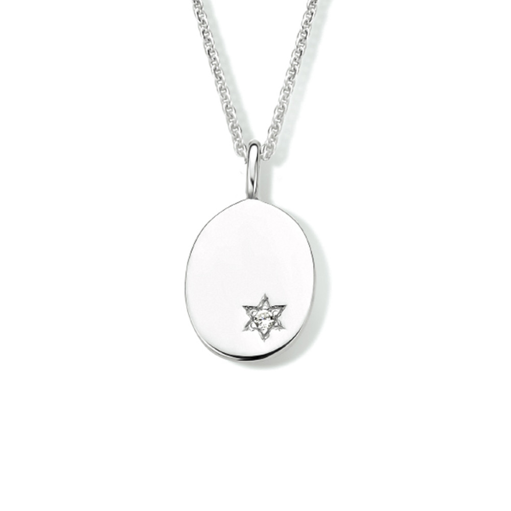 ketting-925-zilveren-ovale-graveerhanger-en-ster-zirkonia-lengte-41-45-cm