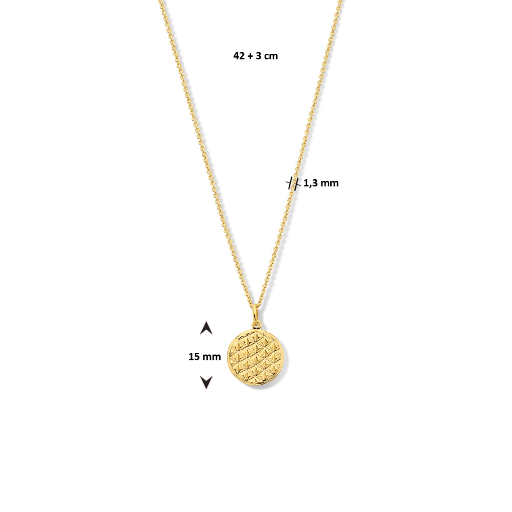ketting-gold-plated-en-gediamanteerde-cirkel-hanger-15-mm-lengte-42-45-cm
