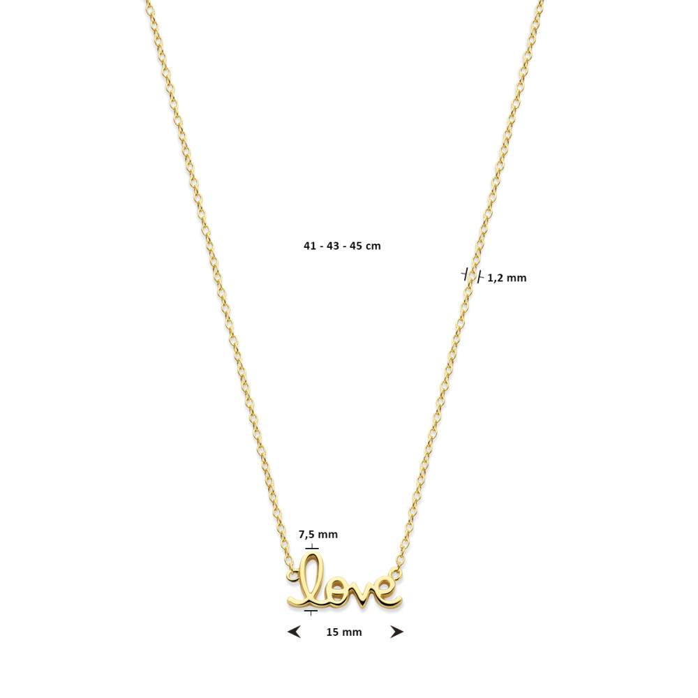 ketting-gold-plated-tekst-love-1-2-mm-breedte-lengte-41-43-45-cm