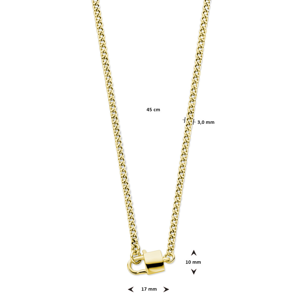 ketting-goudkleurige-gourmet-schakels-en-slot-hanger-3-mm-breedte-lengte-45-cm