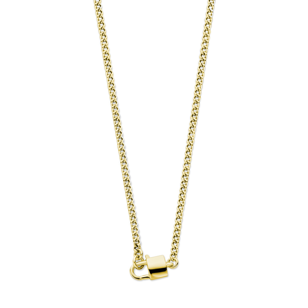 ketting-goudkleurige-gourmet-schakels-en-slot-hanger-3-mm-breedte-lengte-45-cm