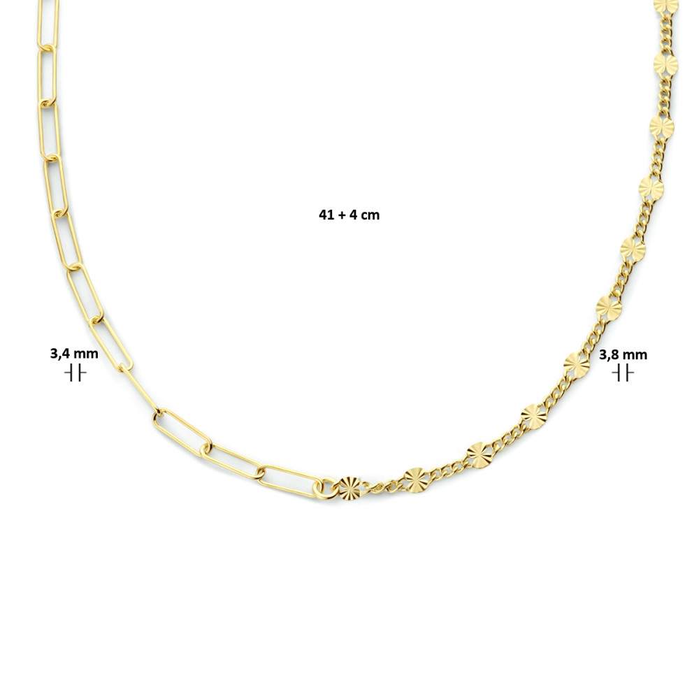 ketting-goudkleurige-paperclip-schakels-en-gediamanteerde-plaatjes-3-8-mm-breedte-lengte-41-45-cm