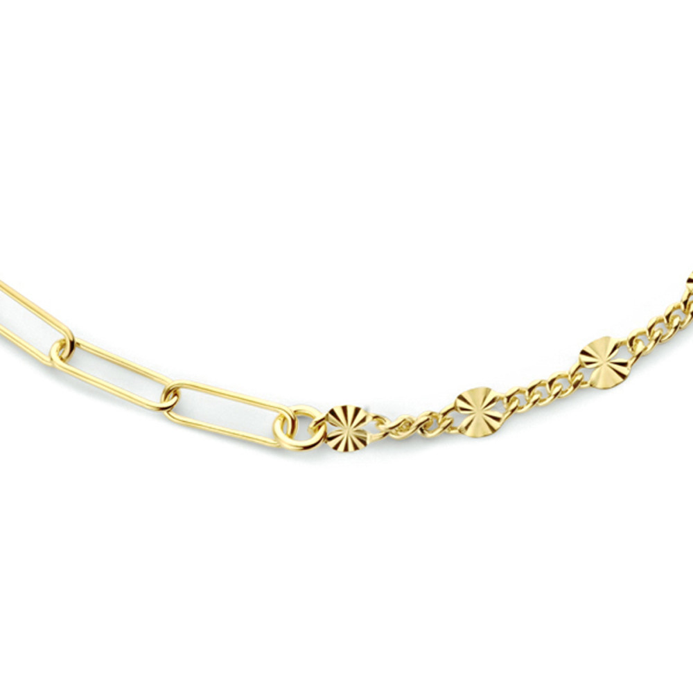ketting-goudkleurige-paperclip-schakels-en-gediamanteerde-plaatjes-3-8-mm-breedte-lengte-41-45-cm