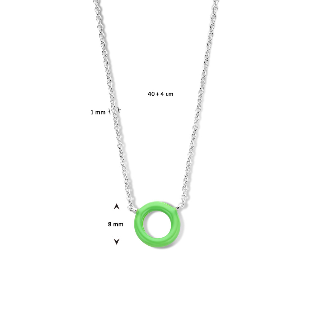 ketting-groene-open-ronde-hanger-925-zilver-en-emaille-lengte-40-44-cm