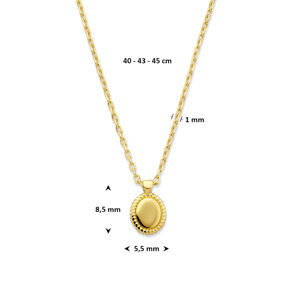 ketting14-karaat-goud-en-ovaal-met-bewerkte-rand-1-mm-breedte-lengte-40-43-45-cm