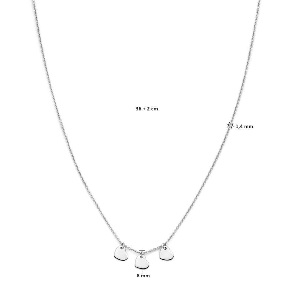 kinder-ketting-zilver-3-hartjes-hangers-1-4-mm-breedte-lengte-36-38-cm