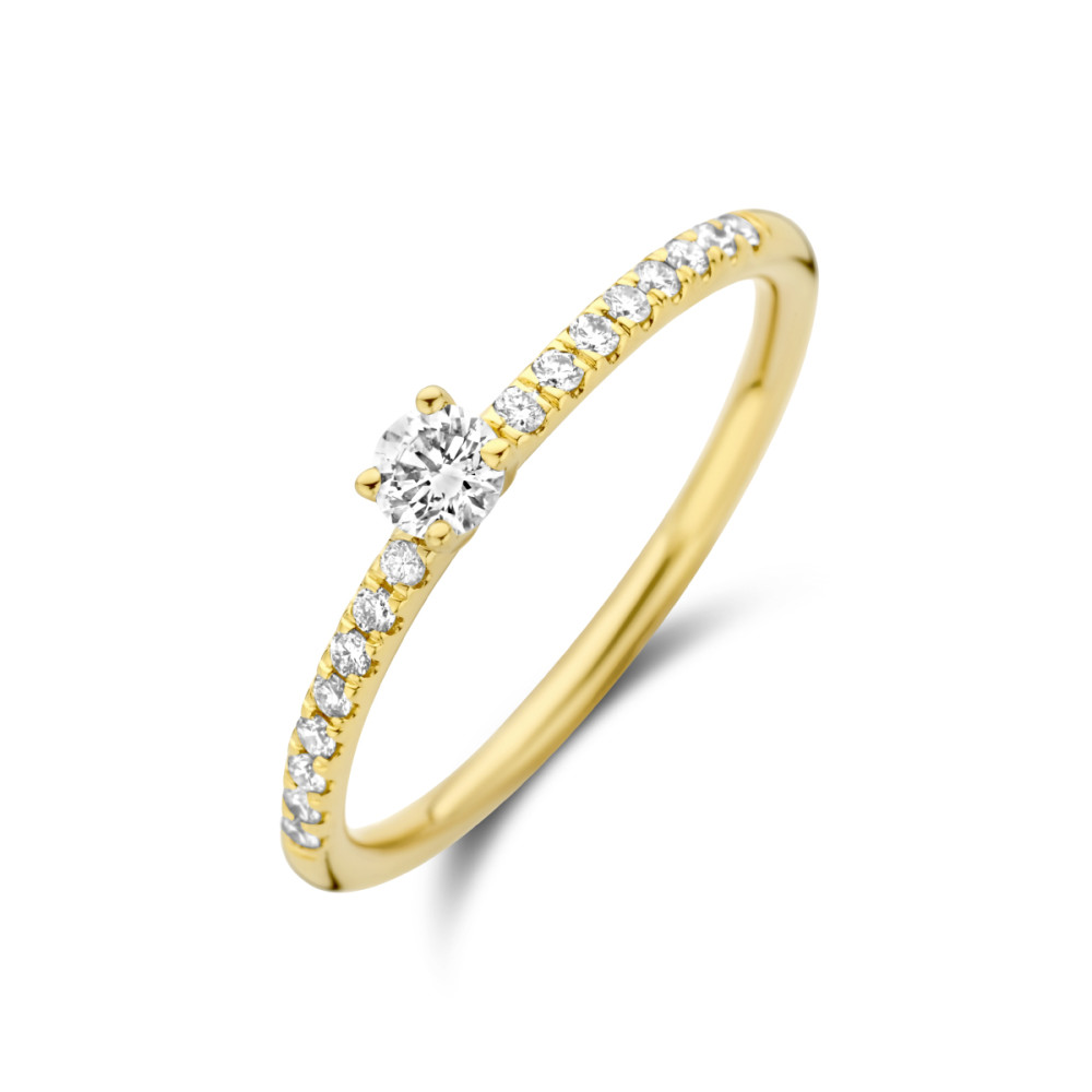 klassieke-solitair-ring-van-14-karaat-geelgoud-met-centrale-diamant-en-pave-gezette-zijstenen-totaal-0-30-crt