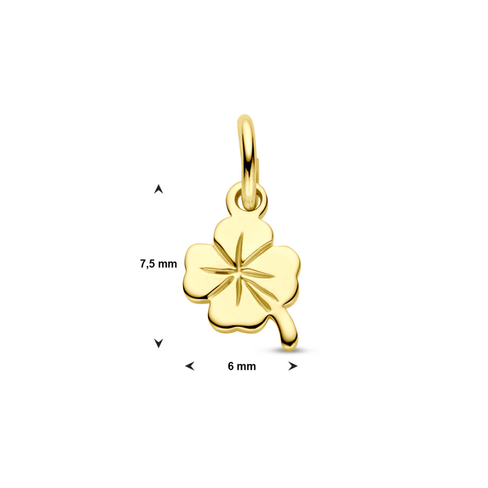 klavertje-vier-hanger-9-karaat-goudkleurig-glanzend-6-mm-breed-x-7-5-mm-hoog