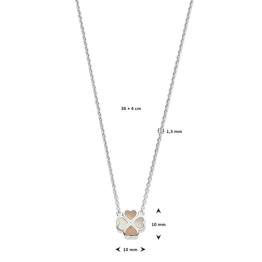 klavertje-vier-ketting-zilver-parelmoer-details-voor-kinderen-lengte-36-40-cm