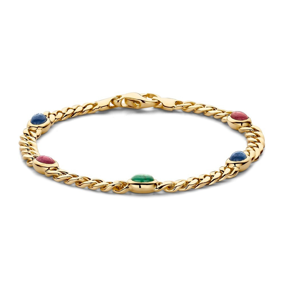 kleurrijke-armband-van-goud-met-vijf-edelstenen-in-groen-blauw-en-rood-van-6-mm-lengte-19-cm