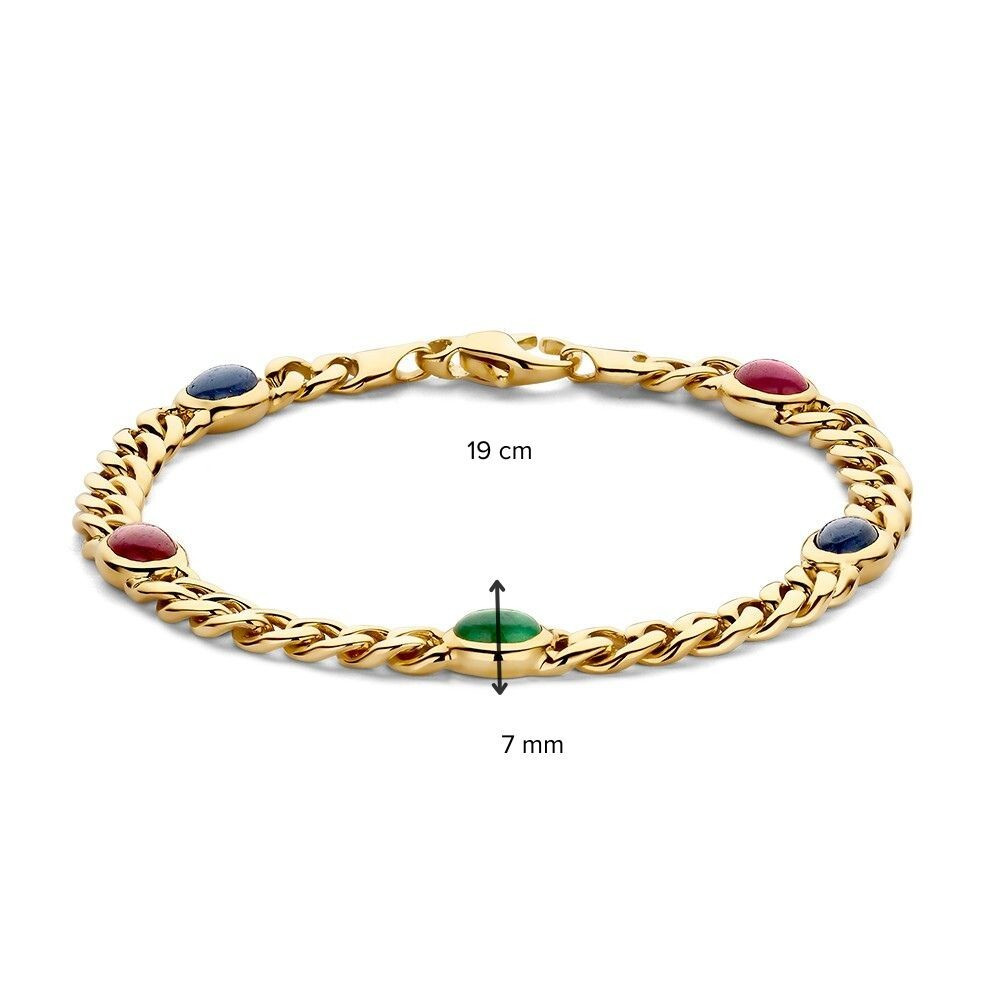 kleurrijke-armband-van-goud-met-vijf-edelstenen-in-groen-blauw-en-rood-van-7-mm-lengte-19-cm