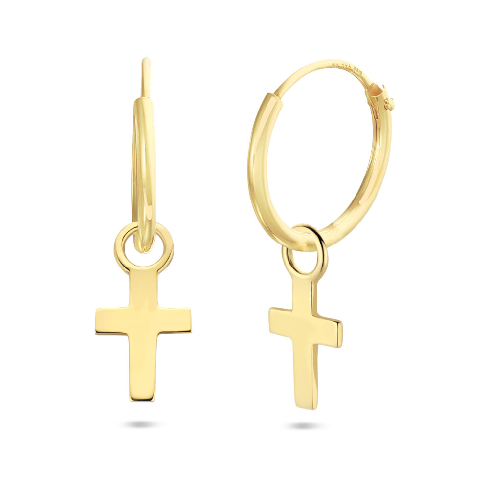 kruisje-oorringen-met-hanger-14-karaat-goud-diameter-13-mm