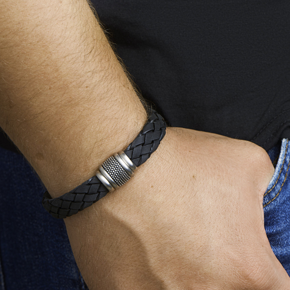 leren-armband-heren-staal-gevlochten-mat-zwart-zilverkleurig-12-mm-breedte