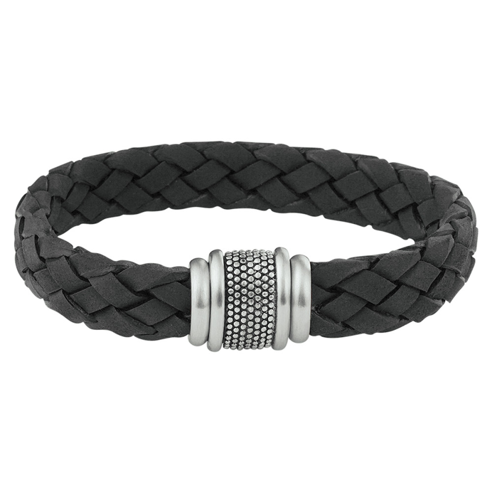 leren-armband-heren-staal-gevlochten-mat-zwart-zilverkleurig-12-mm-breedte
