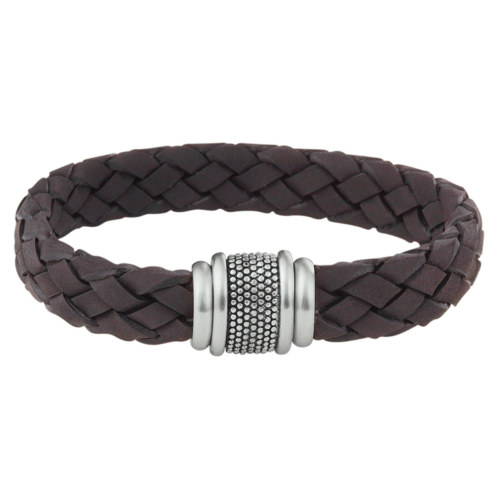leren-herenarmband-bruin-gevlochten-sluiting-zilverkleurig-staal-12-mm-breedte