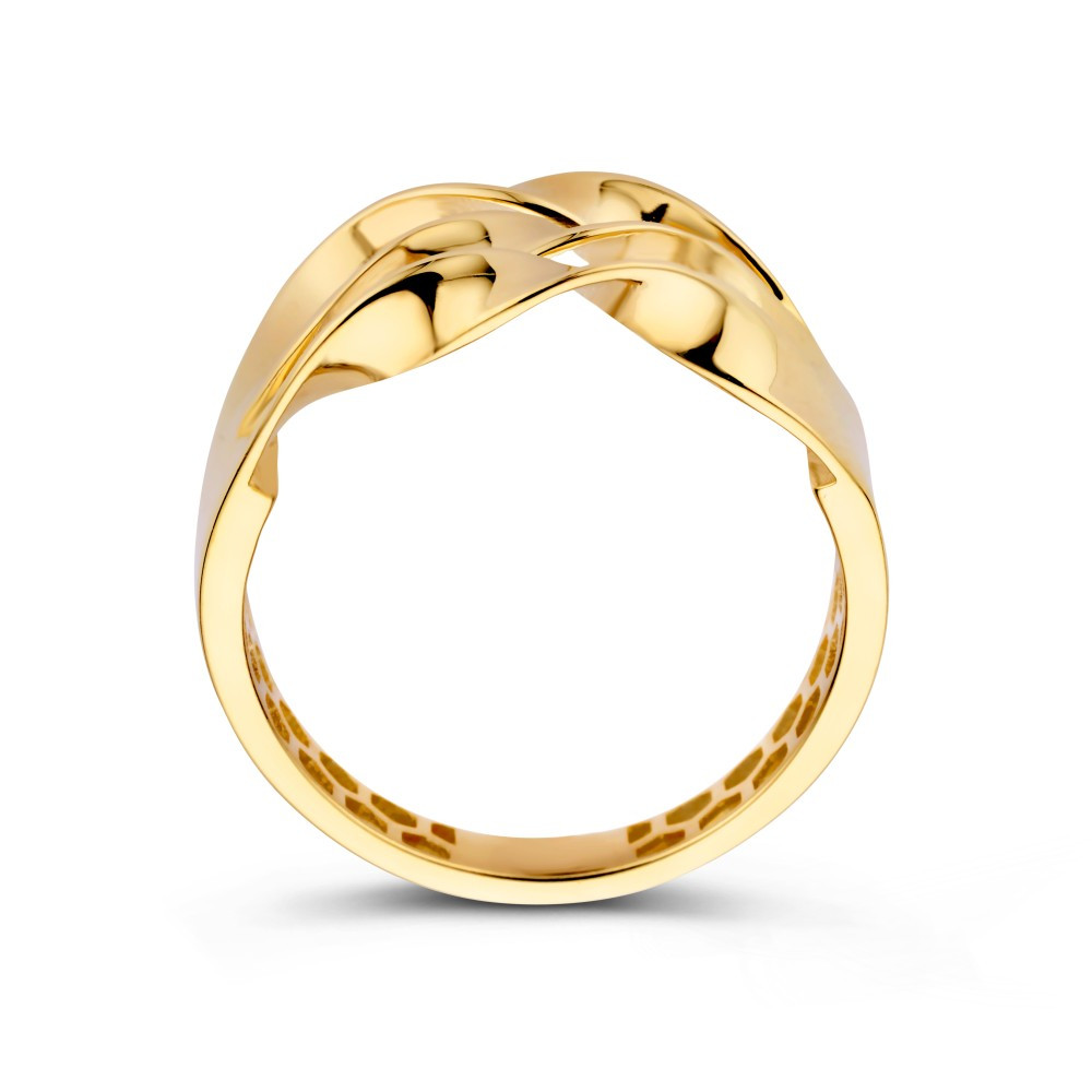 Mooie 14-karaat gouden ring met gedraaide banen van 10 mm breed ...