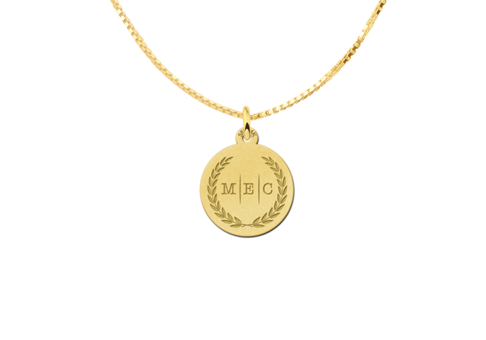 names4ever-14-karaat-gouden-hanger-met-krans-en-drie-initialen-diameter-15-mm