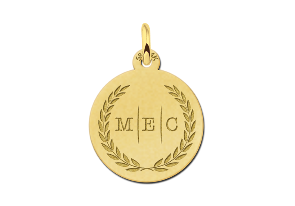names4ever-14-karaat-gouden-hanger-met-krans-en-drie-initialen-diameter-15-mm