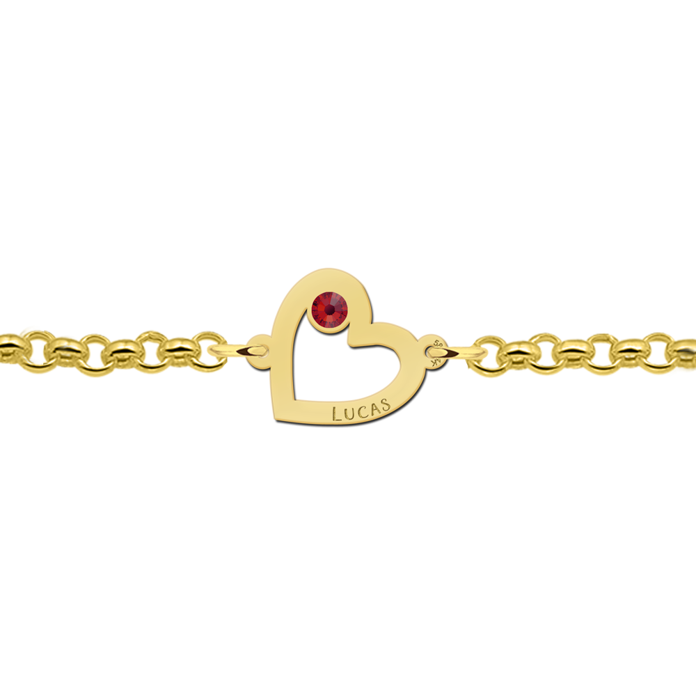 names4ever-gna45-14-karaat-gouden-hartjes-armband-met-rode-geboortesteen-en-naamgravure