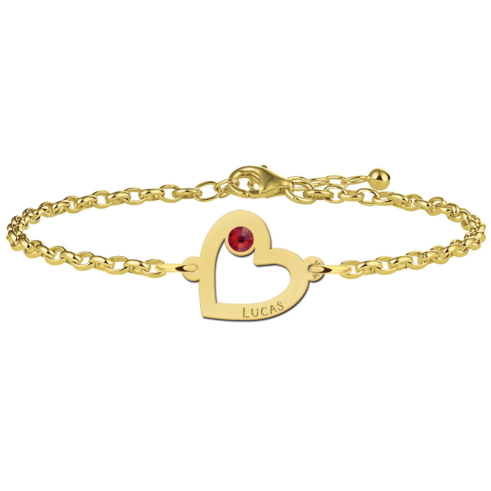 names4ever-gna45-14-karaat-gouden-hartjes-armband-met-rode-geboortesteen-en-naamgravure