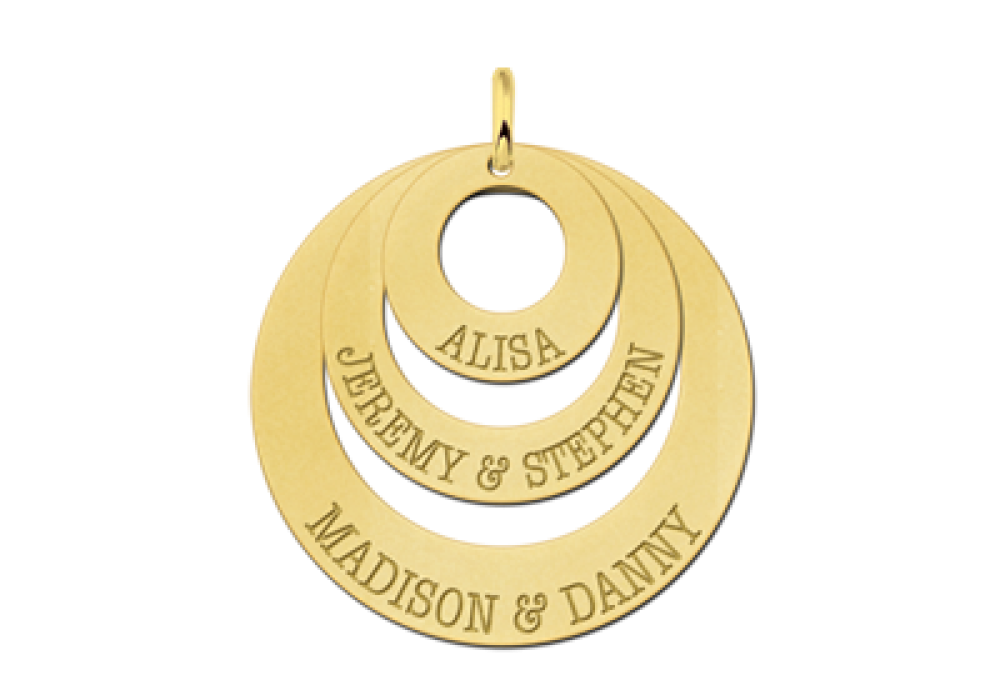names4ever-gouden-hanger-met-drie-cirkels-met-namen-dikte-0-4-mm