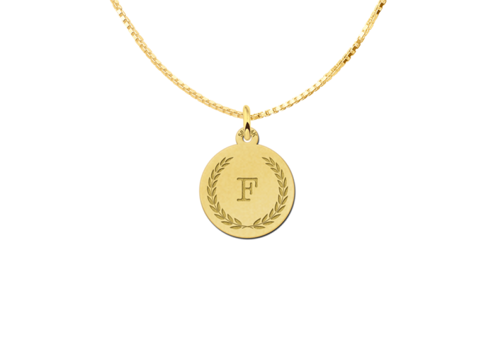 names4ever-gouden-hanger-met-krans-en-initiaal-diameter-15-mm