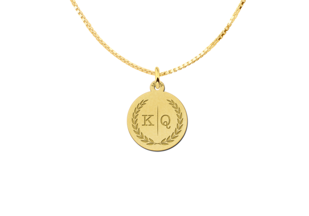 names4ever-gouden-krans-hanger-met-twee-initialen-diameter-15-mm