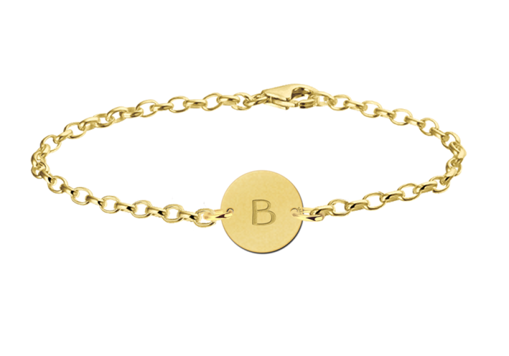 names4ever-mj010988-gouden-schakelarmband-met-ronde-hanger-en-gegraveerde-letter-b