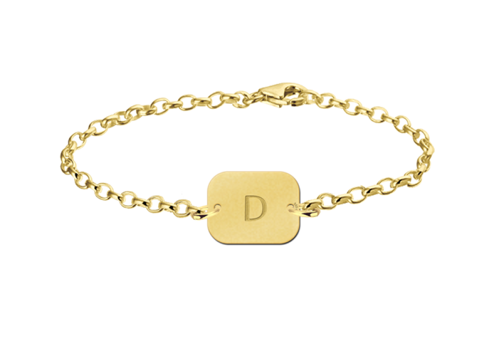 names4ever-mj010990-gouden-schakelarmband-met-rechthoekige-hanger-en-gegraveerde-letter
