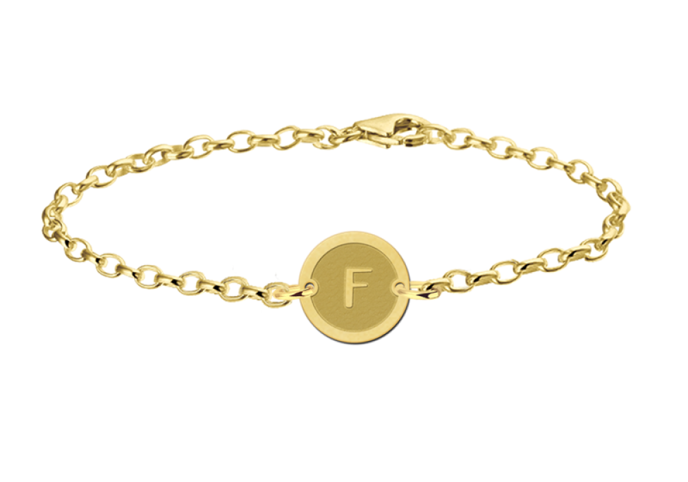names4ever-mj010992-gouden-schakelarmband-met-ronde-hanger-en-gegraveerde-letter-f