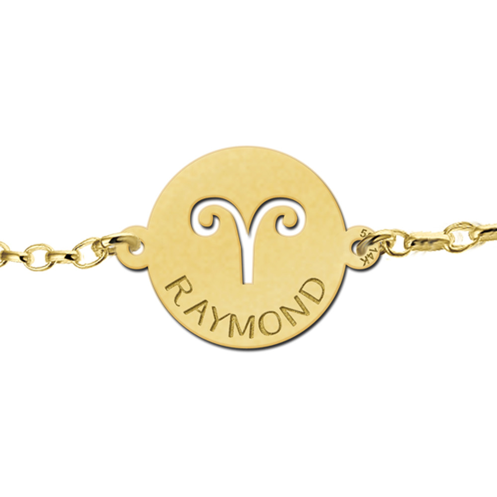 names4ever-mj016539-14-karaat-gouden-schakelarmband-met-ronde-sterrenbeeldhanger-en-naamgravure-optie