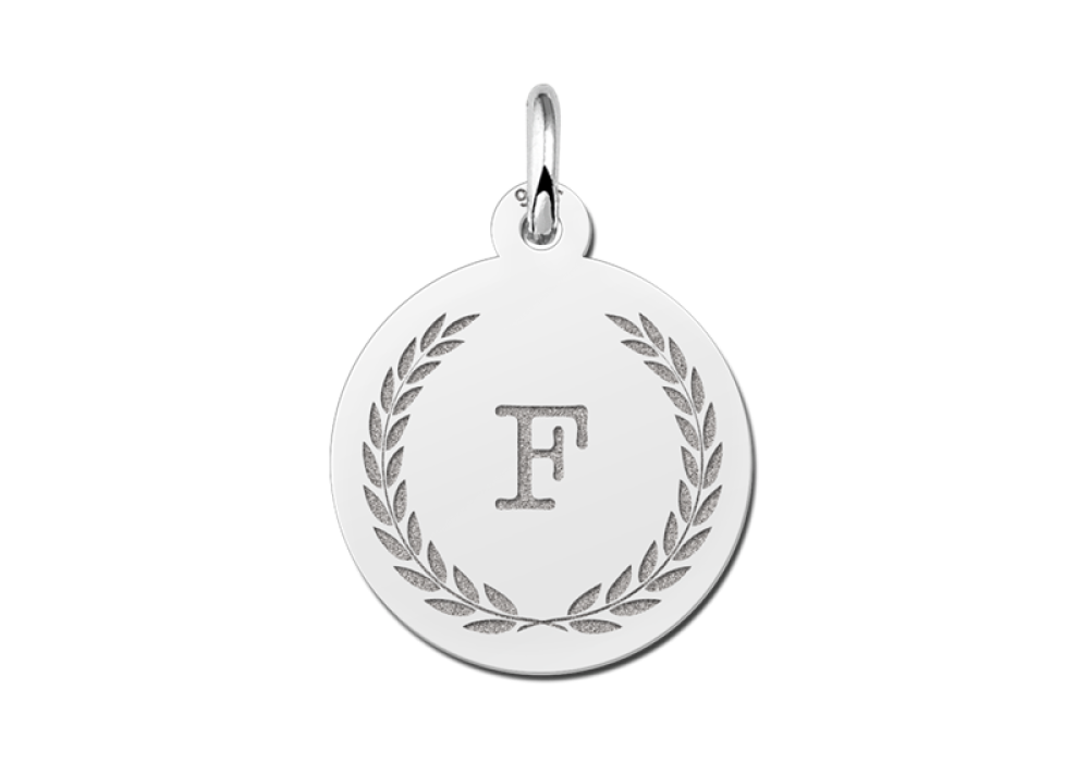 names4ever-zilveren-hanger-met-krans-en-initiaal-diameter-15-mm