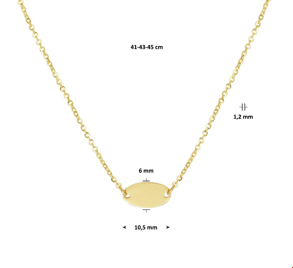 ovaal-1-mm-collier-met-hanger-goud-lengte-45-cm